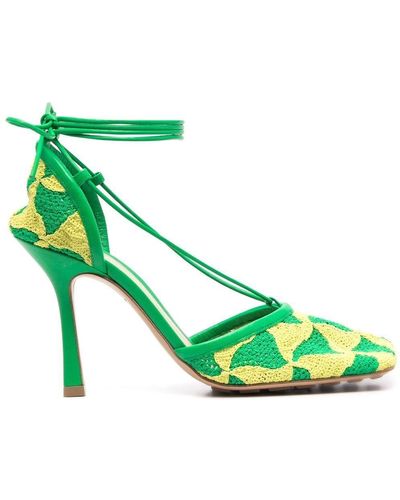 Bottega Veneta Crochet Lace-up 90mm Court Shoes - Green