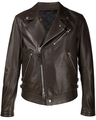 Tom Ford Calf Leather Biker Jacket - Black