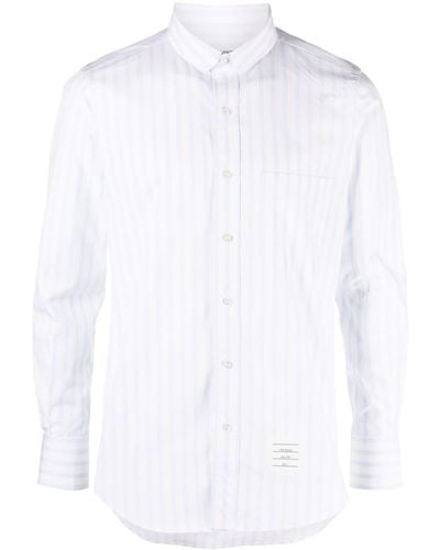 Thom Browne Striped Long-sleeve Cotton Shirt - White