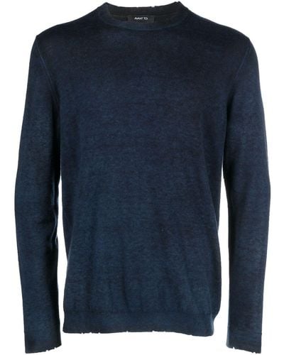 Avant Toi Sweatshirt mit ungesäumten Kanten - Blau