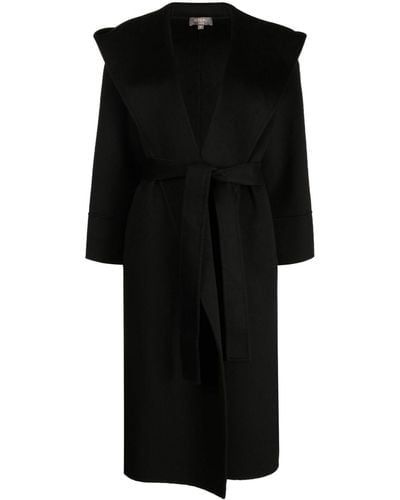 N.Peal Cashmere Belted Cashmere Coat - Black