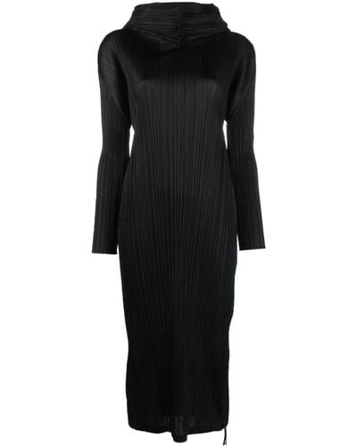 Pleats Please Issey Miyake Women Monthly Colors: September Hooded Dress - Black