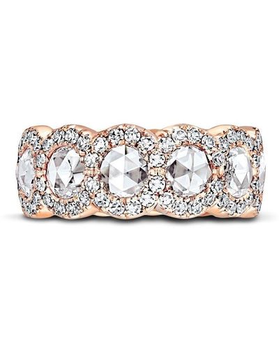 David Morris Anillo Row Eternity en oro rosa de 18 kt con diamantes con corte de rosa talla 1 - Blanco
