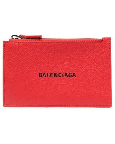 Balenciaga Logo-print Leather Wallet - Red