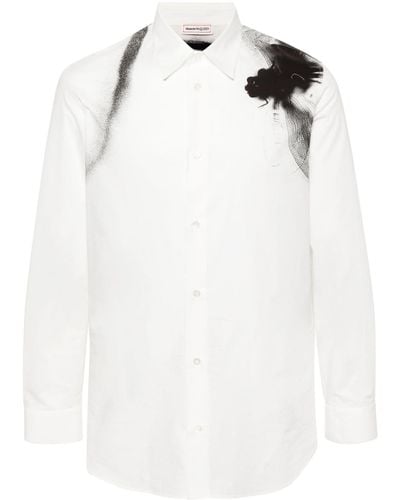 Alexander McQueen Bedrucktes Shirt Aus Baumwolljersey - Weiß
