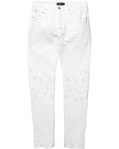 Purple Brand Gerade Jeans mit Monogramm-Applikation - Weiß