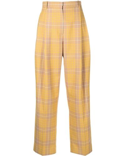 3.1 Phillip Lim Pantalon droit à carreaux en jacquard - Jaune