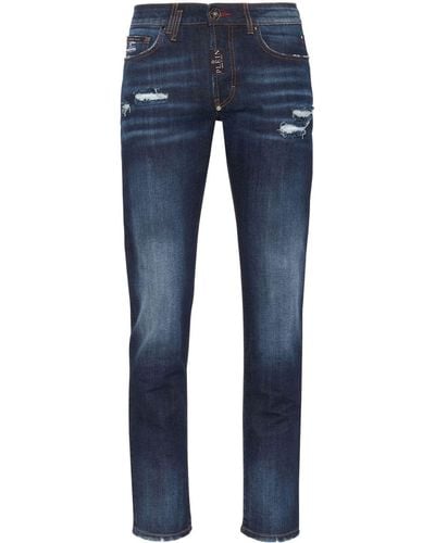 Philipp Plein Skinny-Jeans im Distressed-Look - Blau