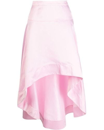 Cynthia Rowley ハイローヘム サテンスカート - ピンク