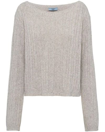 Prada Boat-neck Cashmere Sweater - Gray