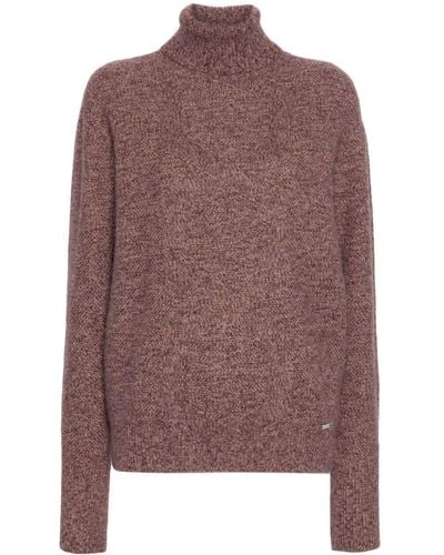 Kiton Roll-neck Speckle-knit Sweater - Brown