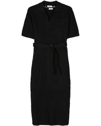 Brunello Cucinelli Belted Crochet Midi Dress - Black