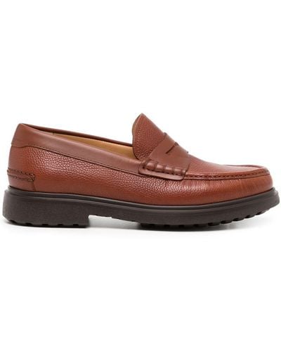 Ferragamo Pittsburgh Leather Loafers Shoes - Brown