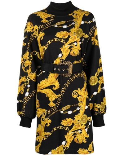 Versace Robe courte à imprimé Chain Couture - Noir