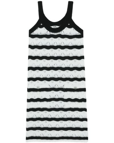 SJYP Crochet-knit Striped Minidress - Black