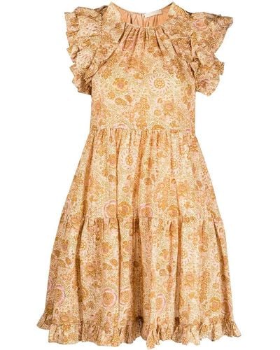 Ulla Johnson Adele Floral-print Mini Dress - Orange