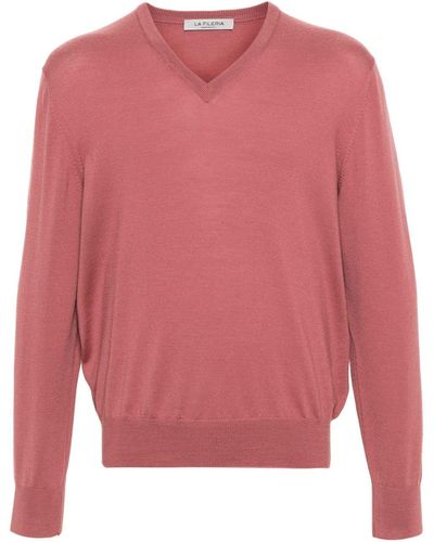 Fileria V-neck Wool Sweater - Pink