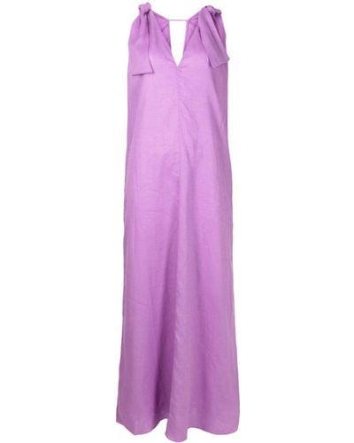 Adriana Degreas Bow-detailing Linen Dress - Purple