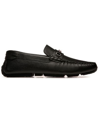 Bally Pilot Driver Ebano Grained Leather Loafers - Black