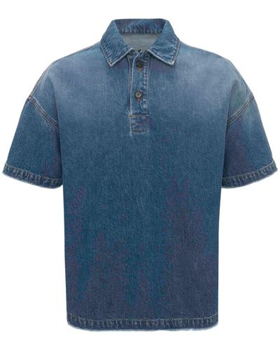 JW Anderson Jeans-Poloshirt mit Ankerstickerei - Blau