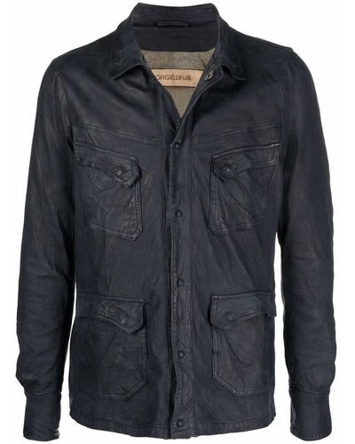 Giorgio Brato Leather Shirt Jacket - Blue