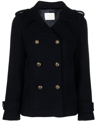 Circolo 1901 Logo-embossed Button Double-breasted Coat - Black