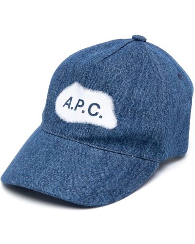 A.P.C. Cappello da baseball denim con stampa - Blu