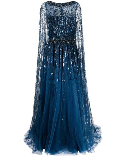 Jenny Packham Abendkleid mit Kristallen - Blau