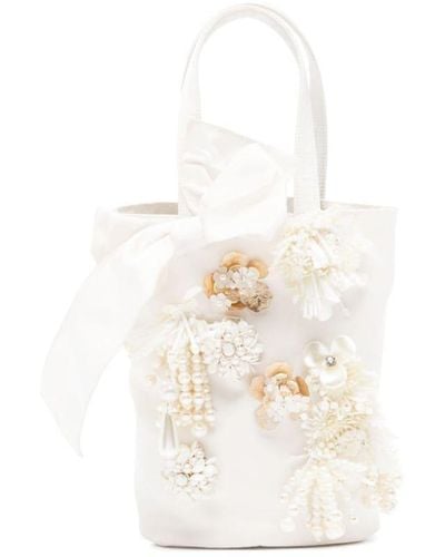 Biyan Flower-detailing Tote Bag - White