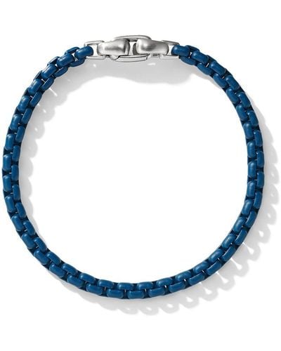 David Yurman Sterling Silver Box Chain Bracelet - Blue