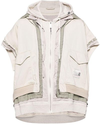 Maison Mihara Yasuhiro Kurzärmelige Jacke im Layering-Look - Natur