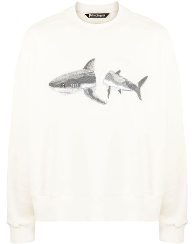 Palm Angels Sweatshirt mit Hai - Natur