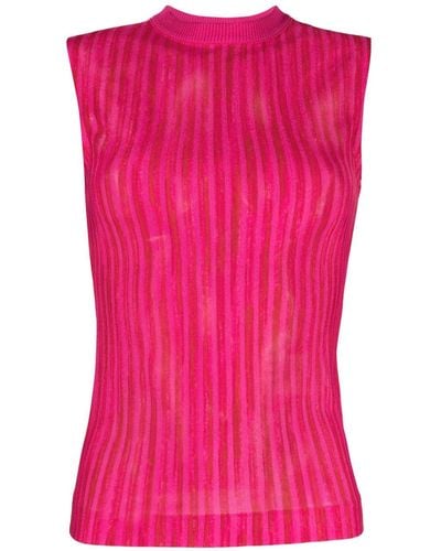 Missoni Striped Knitted Sleeveless Top - Pink