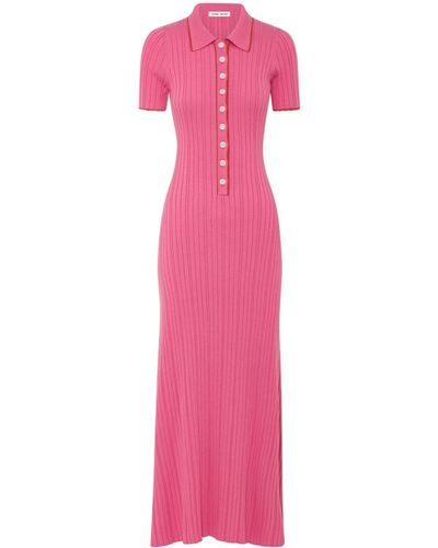 Anna Quan Penelope Ribbed-knit Maxi Polo Dress - Pink
