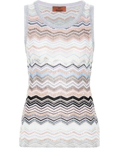 Missoni Sequin-embellished Knitted Top - Natural