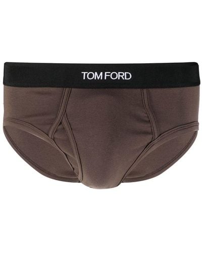 Tom Ford Shorts mit Logo-Bund - Braun