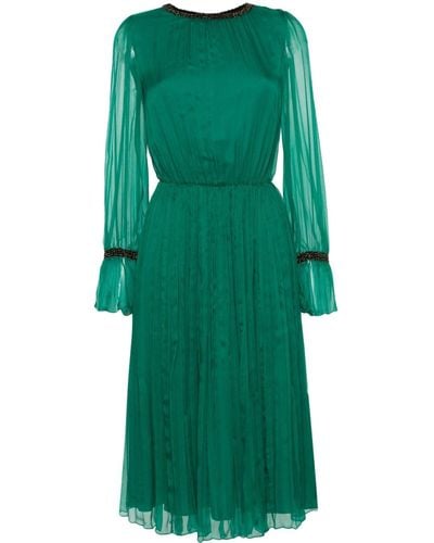 Nissa Bead-embellished Silk Midi Dress - Green