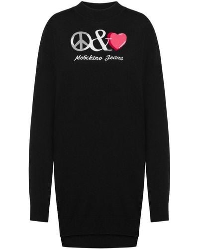 Moschino Jeans Logo Sweater Minidress - Black