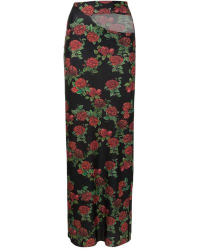 Amir Slama Cut-out Floral-pattern Maxi Skirt - Black