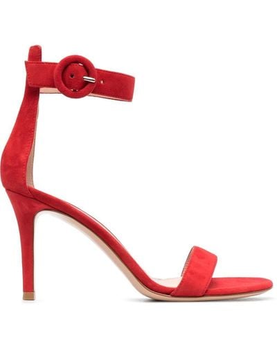 Gianvito Rossi Portofino 85mm Suede Sandals - Red