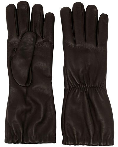Bottega Veneta Gathered Leather Gloves - Brown