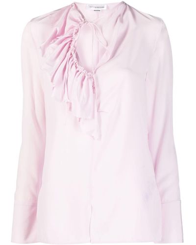 Victoria Beckham Ruffle-detailing Silk Blouse - Pink