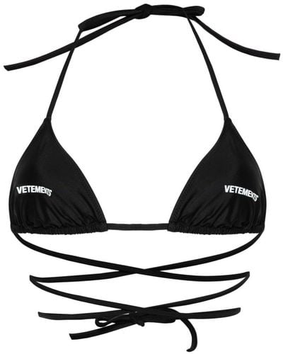 Vetements Triangel-Bikinioberteil mit Logo - Schwarz