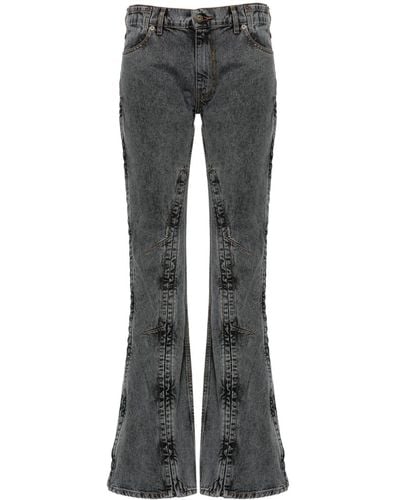 Y. Project Evergreen Hook And Eye Slim Denim Jeans - Grey
