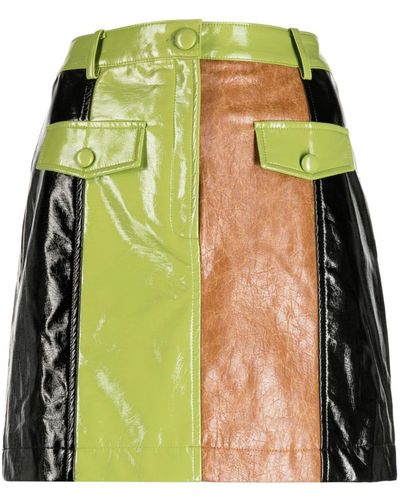 Kitri Nancy Colour-block Panelled Miniskirt - Green