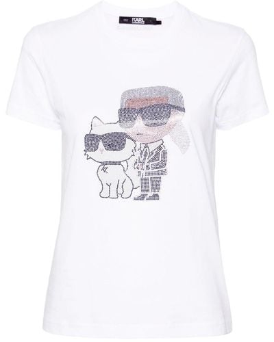 Karl Lagerfeld T-shirt à motif Ikonik 2.0 - Blanc