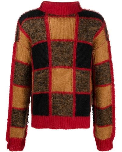 Marni Contrast-pattern Sweater - Red