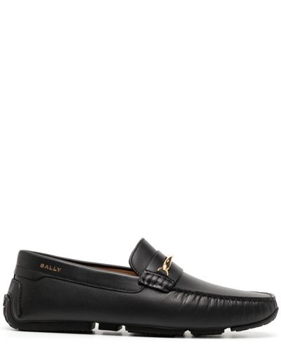 Bally Almond-toe Leather Loafers - Black