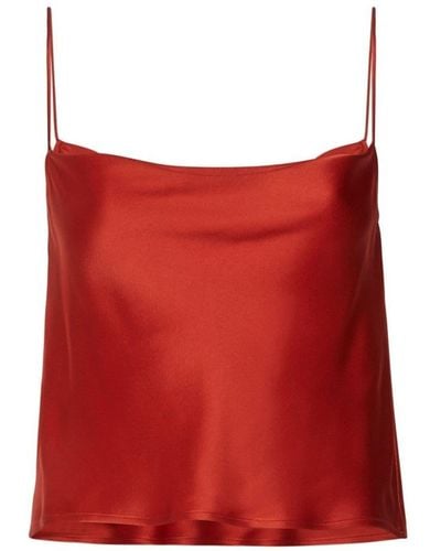 LAPOINTE Cropped Satin Tank Top - Red