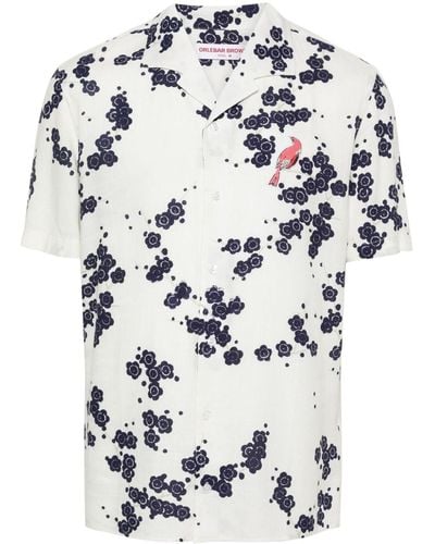 Orlebar Brown Hibbert Hemd mit Blumen-Print - Weiß